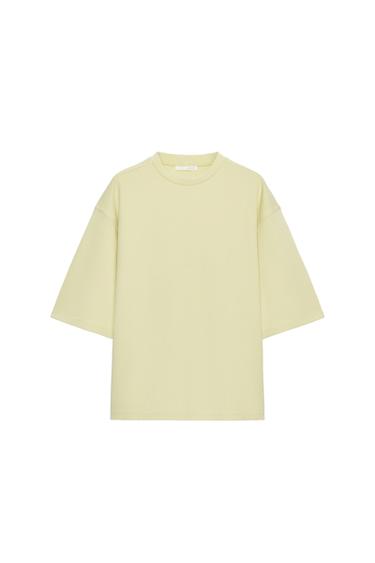 INTERLOCK T-SHIRT WITH VENTS - Light lime green by Zara