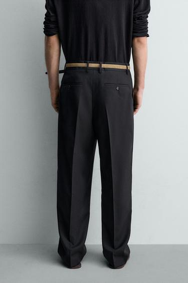 100% WOOL STRAIGHT-LEG TROUSERS - Navy blue by Zara - Image 2