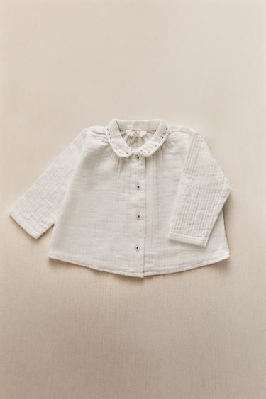CHEMISE BÉBÉ COTON MOUSSELINE - Blanc cassé de Zara - Image 5
