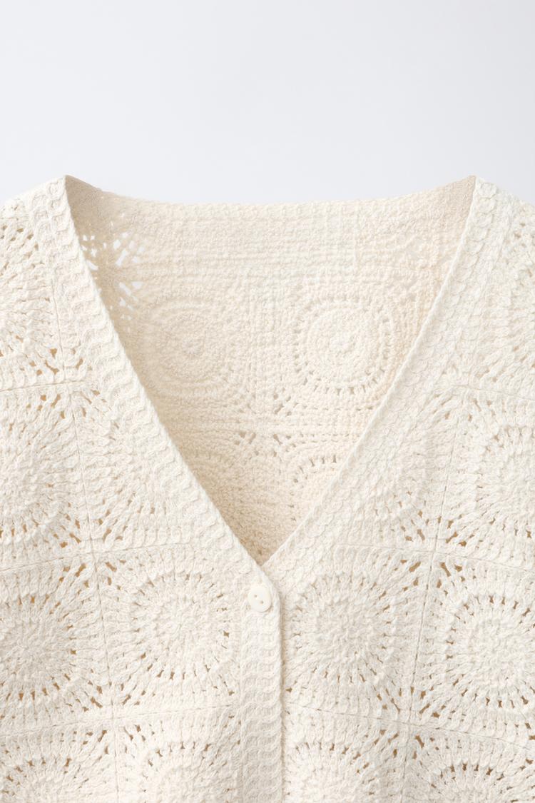 Cárdigan de punto crochet floral 5