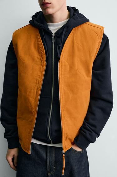 WASHED TOPSTITCHED WAISTCOAT - Orange by Zara - Image 4