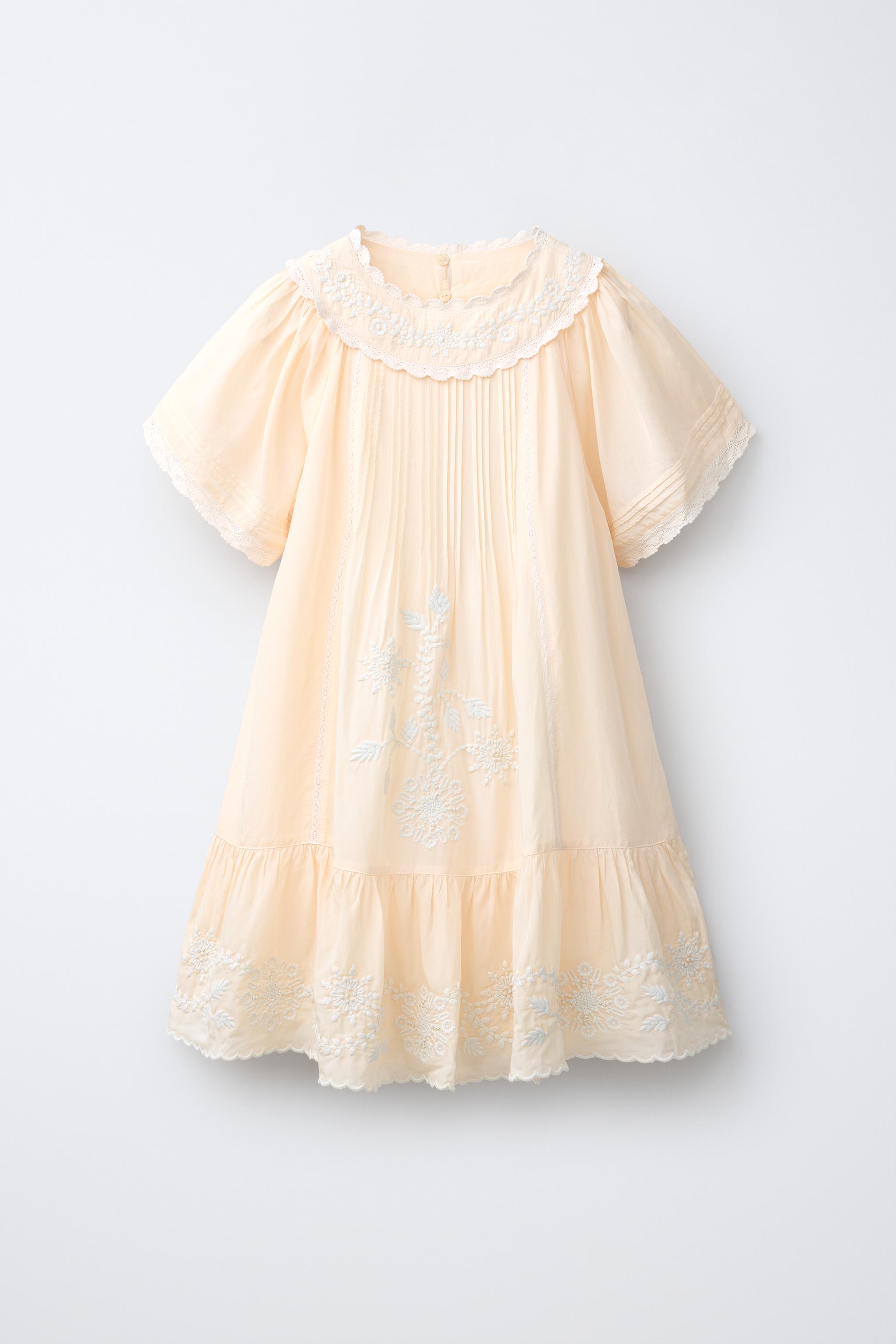 EMBROIDERED DRESS - Ecru | ZARA United States EMBROIDERED DRESS - Ecru | ZARA United States