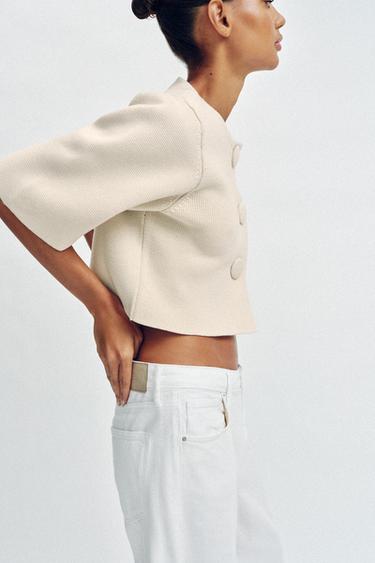 GILET COURT EN MAILLE - Écru de Zara - Image 4