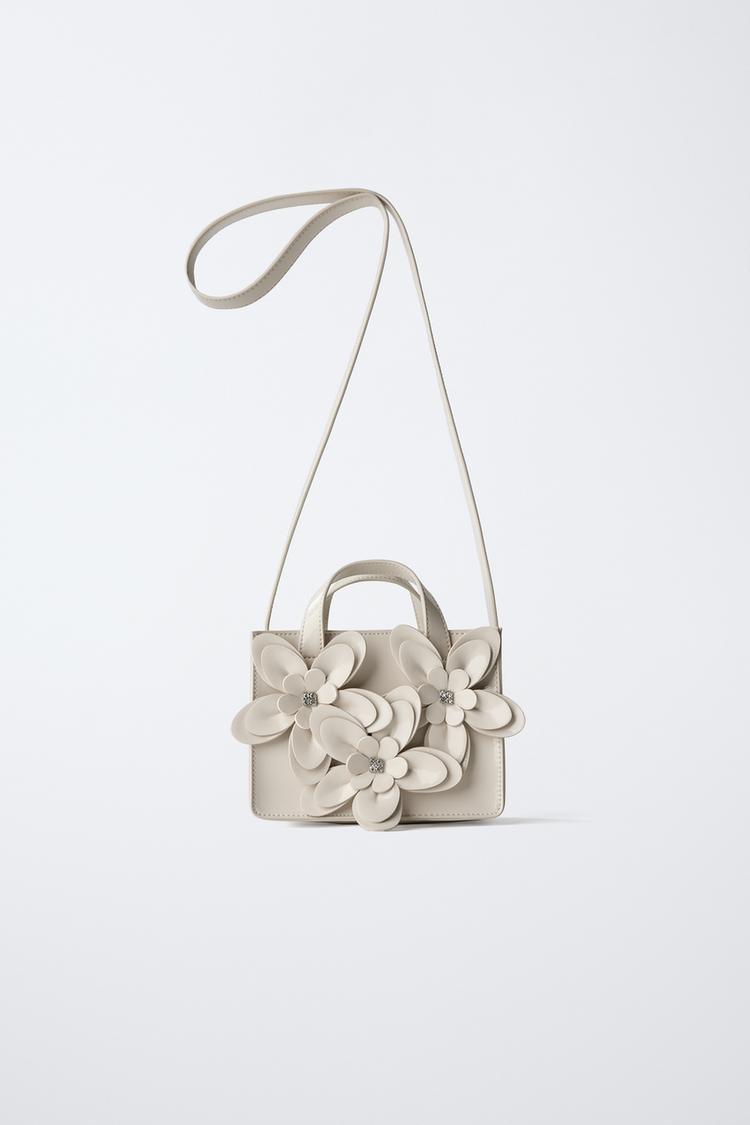 3D FLORAL CROSSBODY BAG Ecru White ZARA India - Main Image