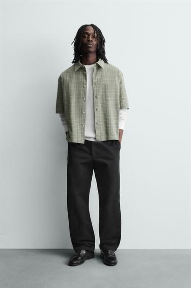CAMISA BOXY FIT DE QUADRES - Verd de Zara