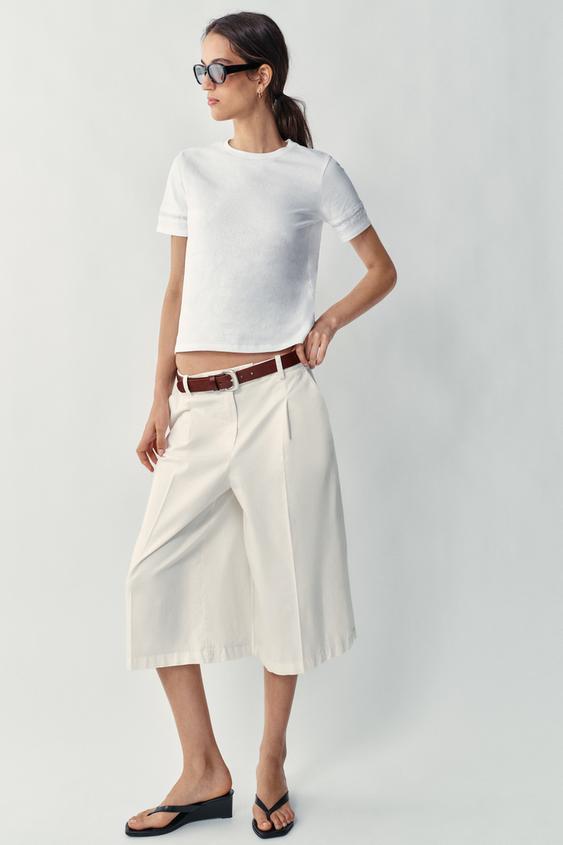 SHORT SLEEVE T-SHIRT WITH TRIM - White by Zara - Image 0