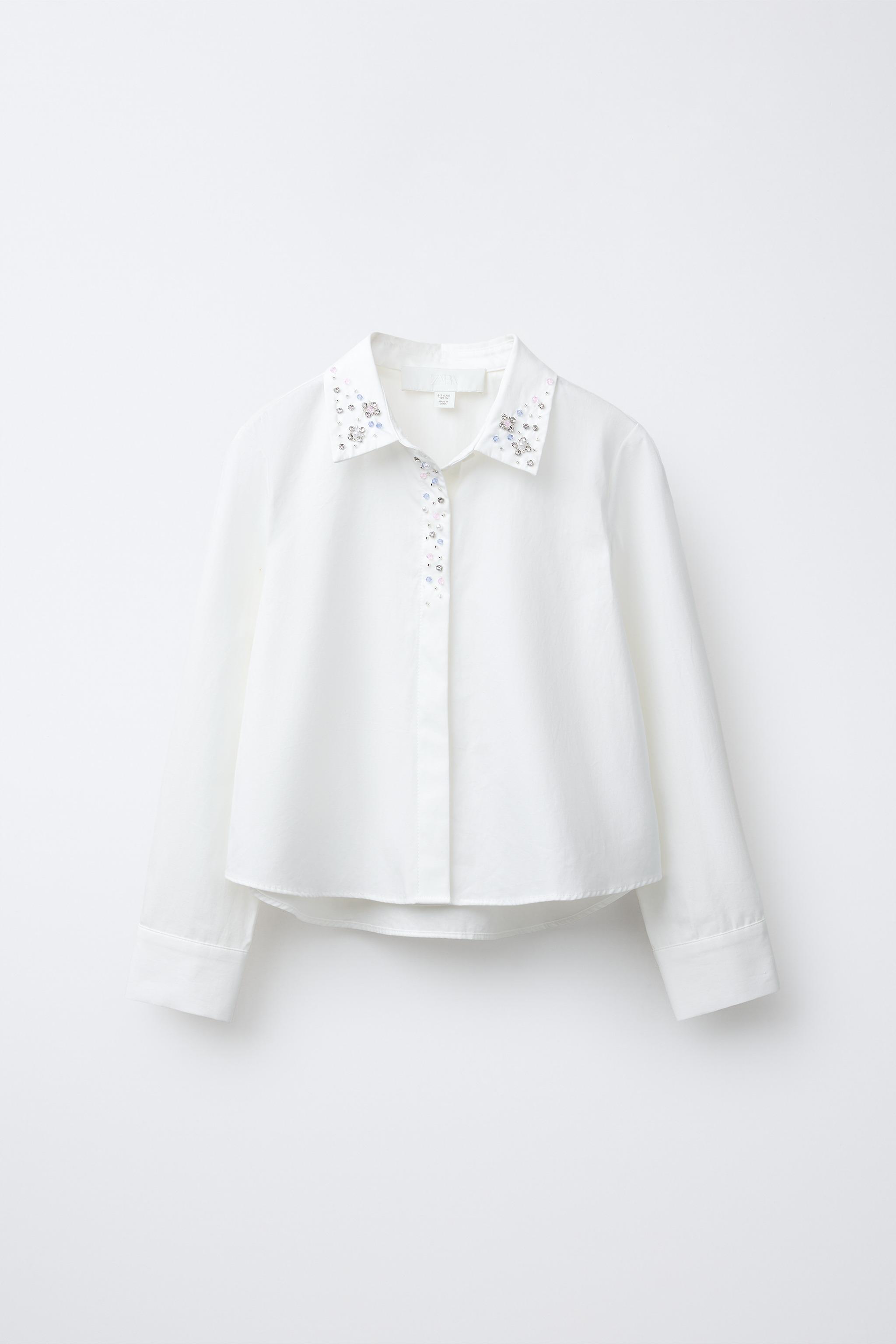 NHOJ  JOHN Cream White Collar Shirt タグ付き JEWEL COLLAR SHIRT - White | ZARA United States
