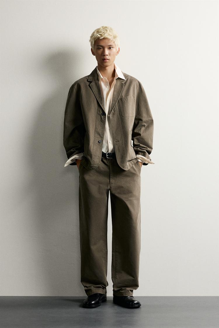 WASHED RELAXED FIT SUIT TROUSERS