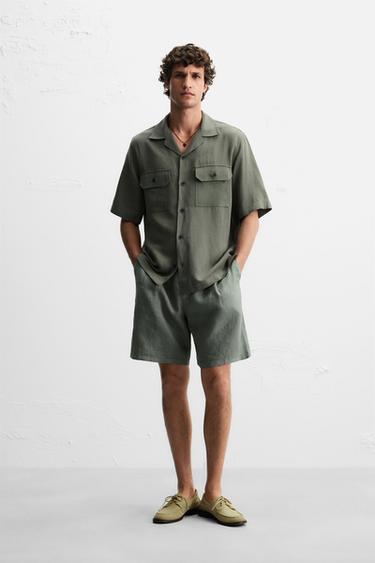 FLOWING LYOCELL-LINEN SHIRT - Khaki by Zara - Image 0