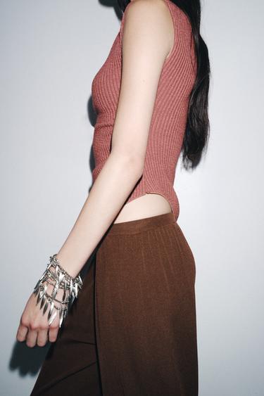 Zara 紋理垂墜上衣 - 勃艮第酒紅色