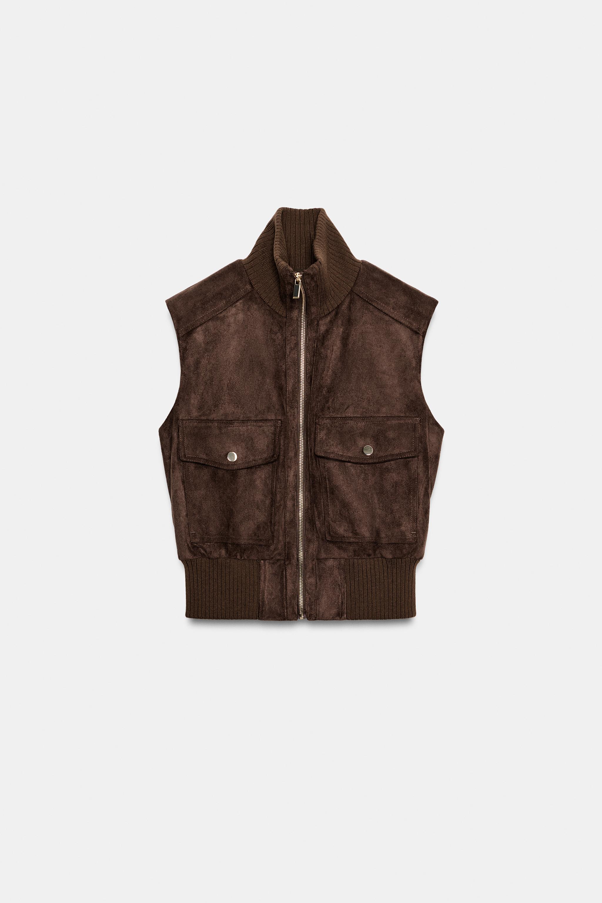 GILET SANS MANCHES EFFET DAIM