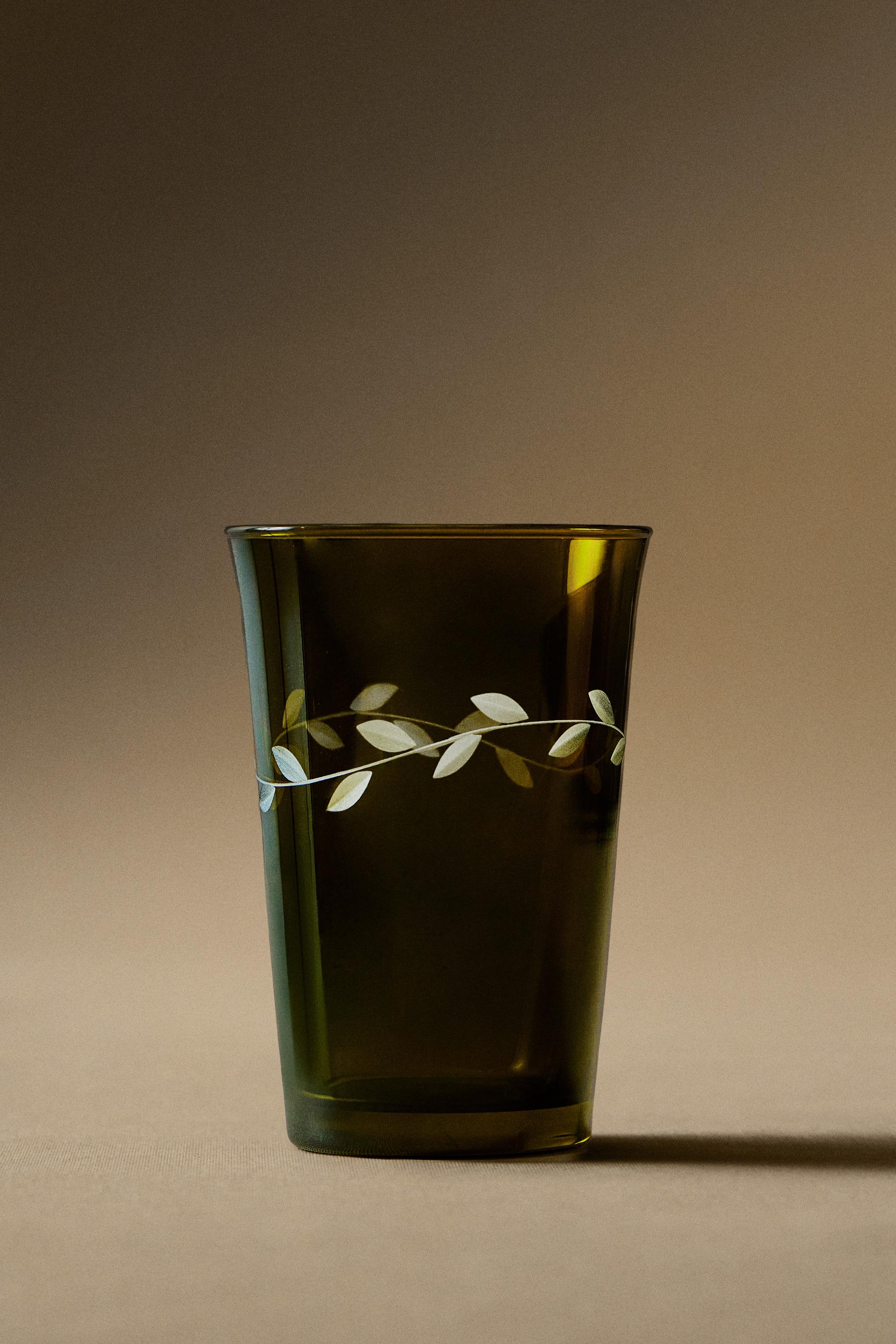 GLASS LEAF CHRISTMAS TUMBLER