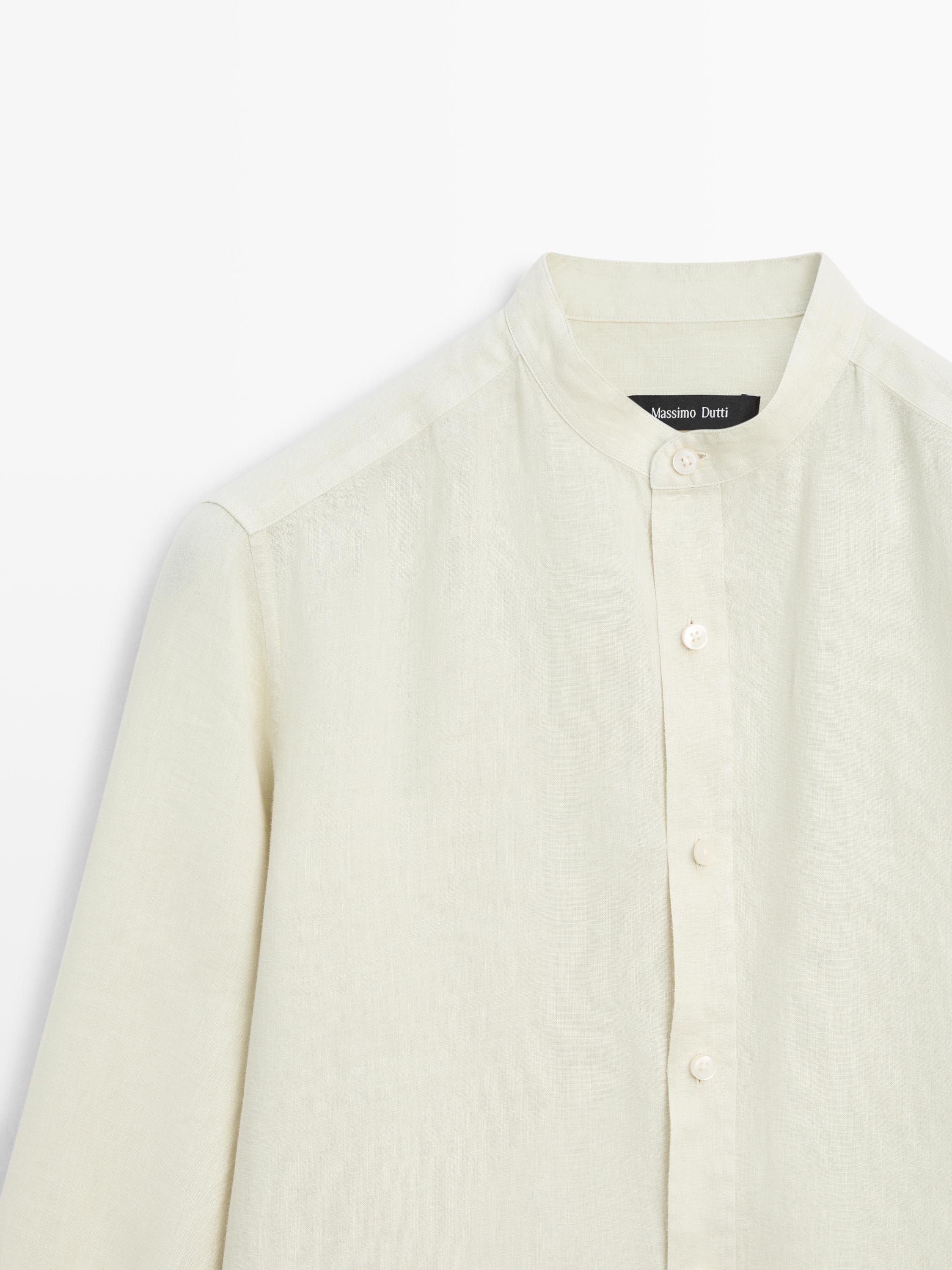 Slim fit stand collar shirt