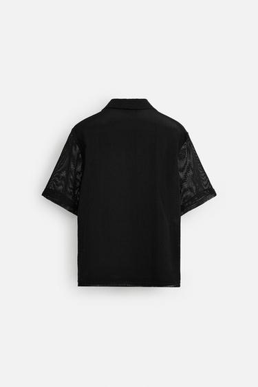 OPEN TEXTURED SHIRT - Black by Zara - Image 7