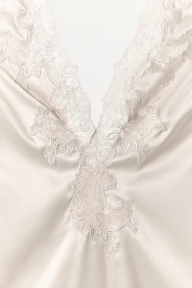 BODY SATINADO ENCAJE ZW COLLECTION - Blanco roto de Zara