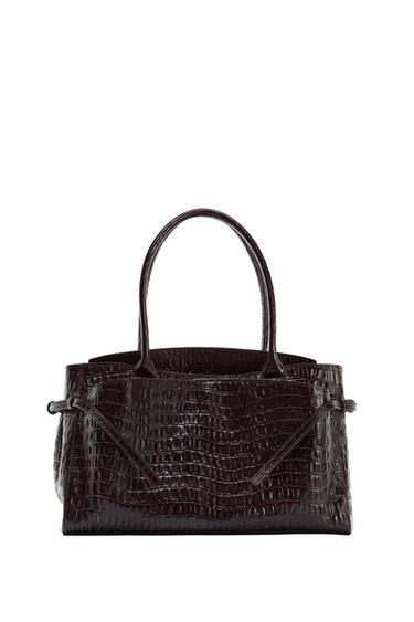 حقيبة سيتي جلدية بنقشة بارزة - شوكولاتة الخاص بـ Zara