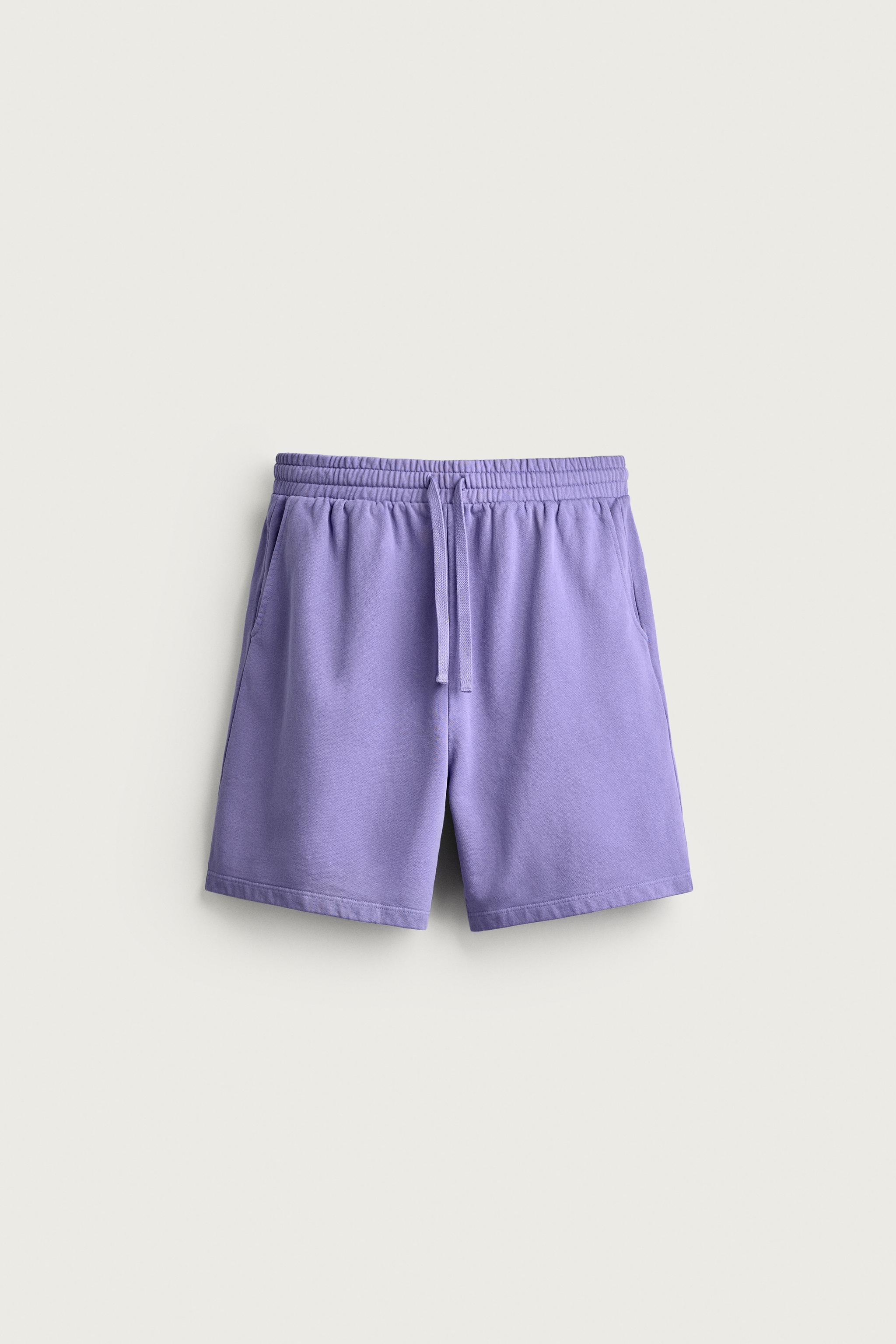 BASIC WASHED SWEATSHORTS — Purple