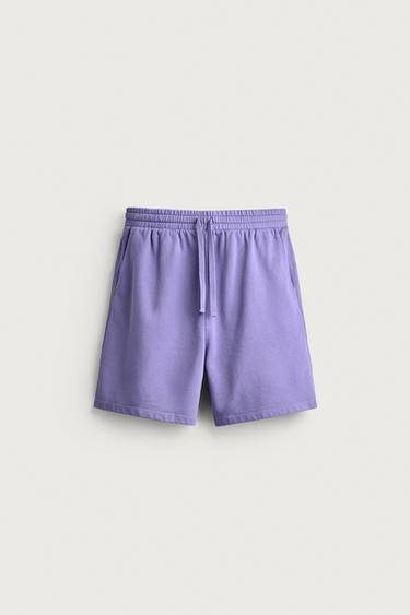 BASIC WASHED JOGGER BERMUDA SHORTS - Purple by Zara