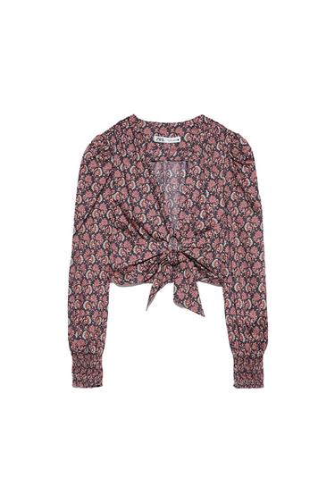 PRINTED BLOUSE WITH KNOT
