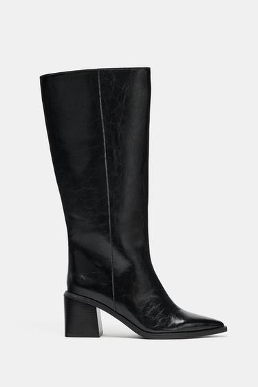 Zara HIGH SHAFT HEEL BOOTS - Black