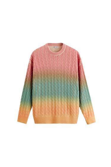 CABLE-KNIT PRINT SWEATER