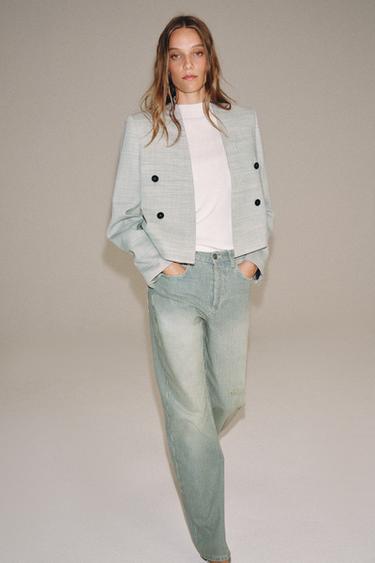 Zara ZW COLLECTION LOW-RISE STRIPED STRAIGHT LEG JEANS - Striped