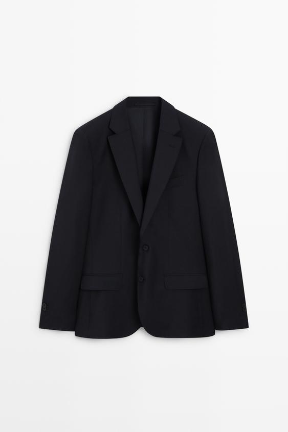 Zara 100% wool suit blazer - Navy blue - Image 0