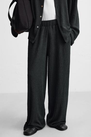 PANTALON À TEXTURE EN JACQUARD - Gris bleu de Zara - Image 4