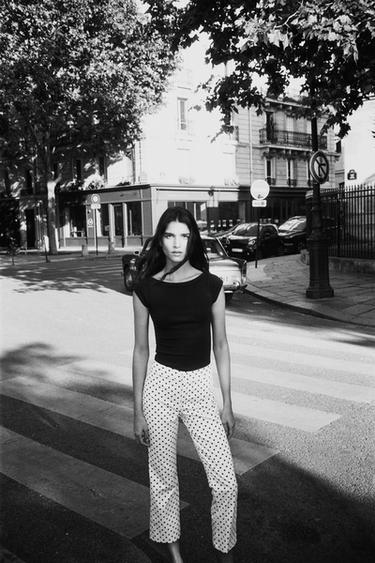 POLKA DOT MINI FLARE TROUSERS - Ecru / Black by Zara