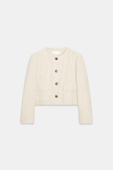 RUSTIC WEAVE BLAZER - Light beige by Zara - Image 6