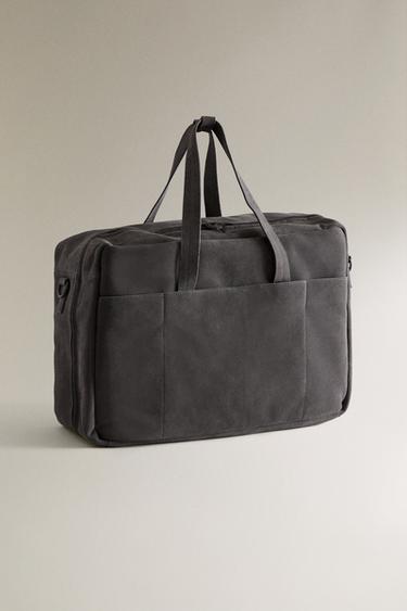 SAC DE VOYAGE CROÛTE DE CUIR - Gris foncé de Zara - Image 1