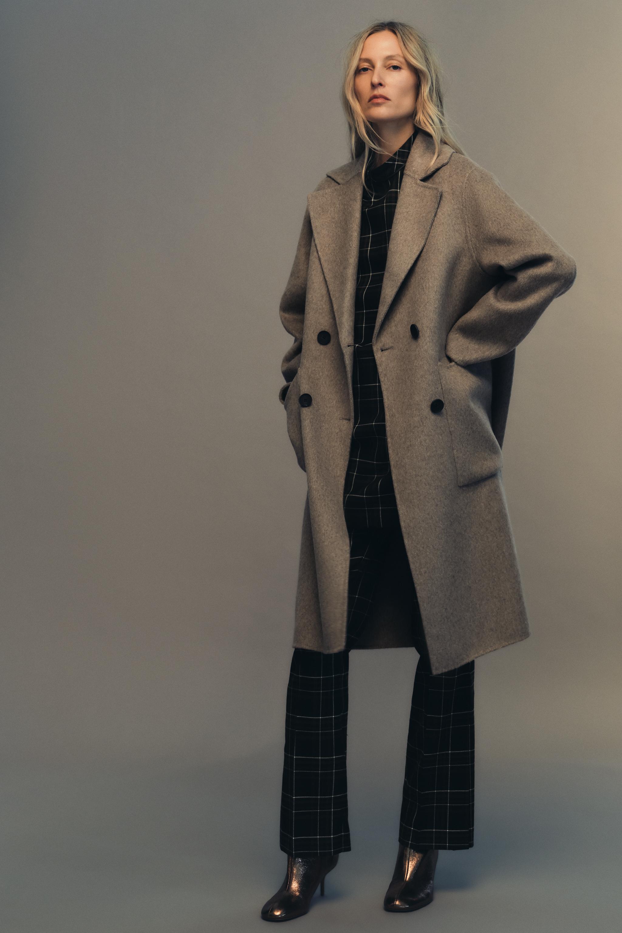 LONGLINE DOUBLE BREASTED WOOL BLEND COAT