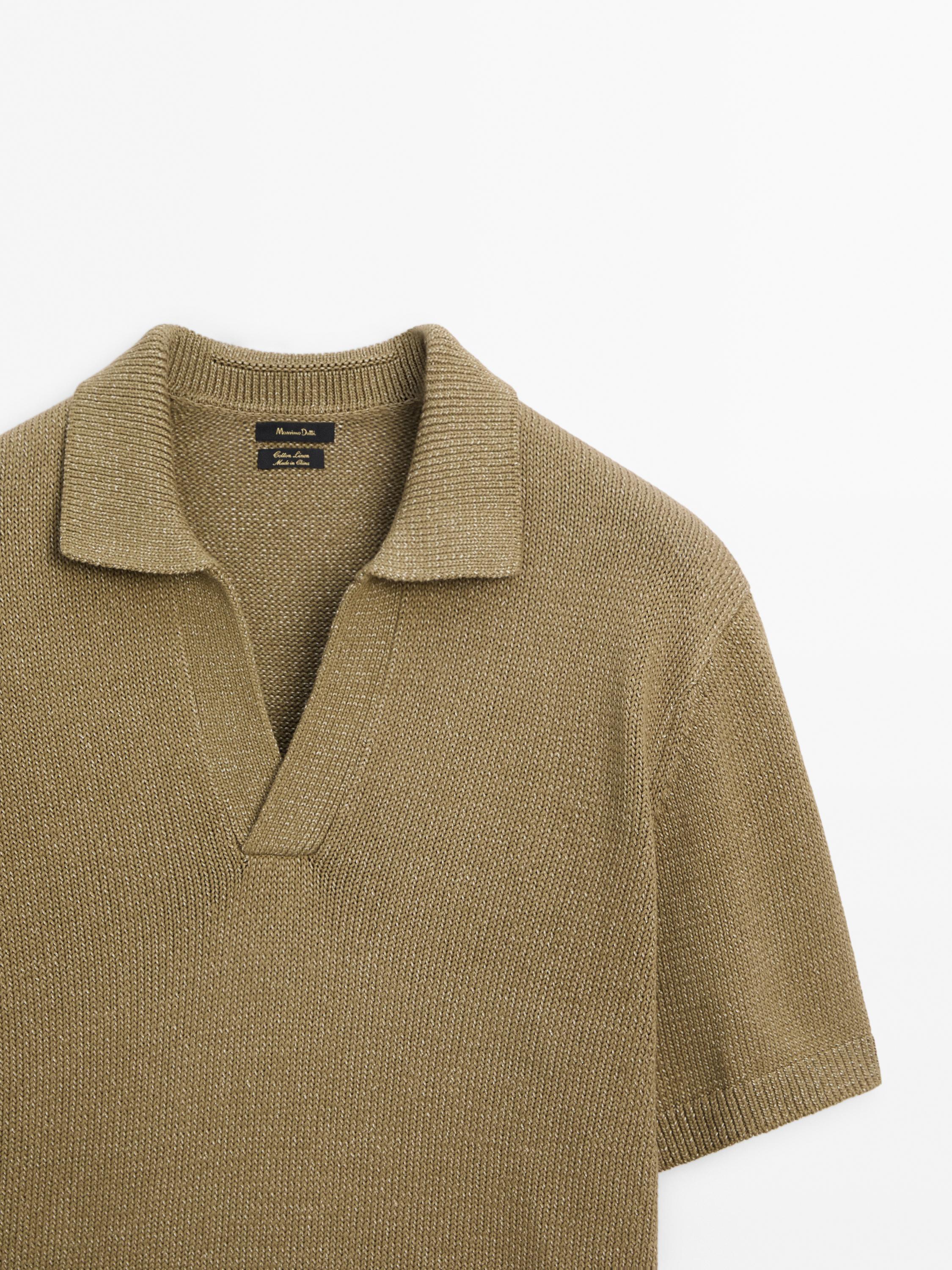 Textured short sleeve polo sweater - taupe brown | ZARA Canada