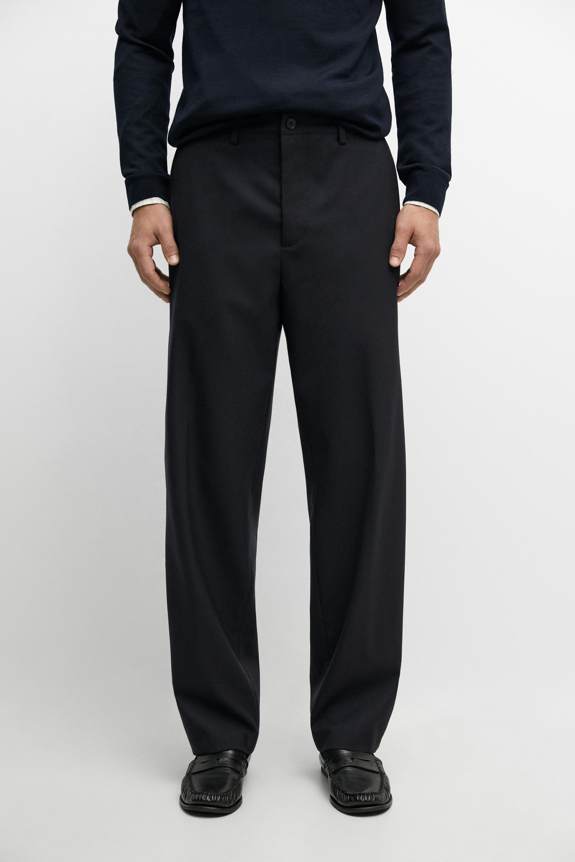 100% cool wool textured pants