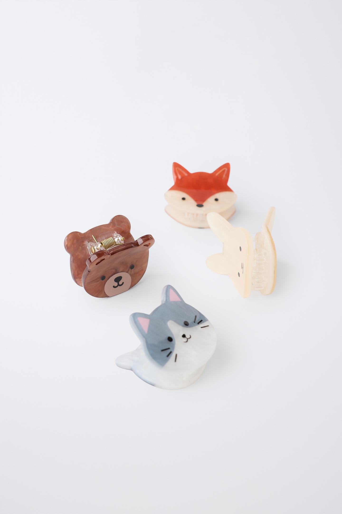 Детские аксессуары для волос Zara 4-PACK OF Animal Hair Clips, цвет: Разноцветный — фото 3