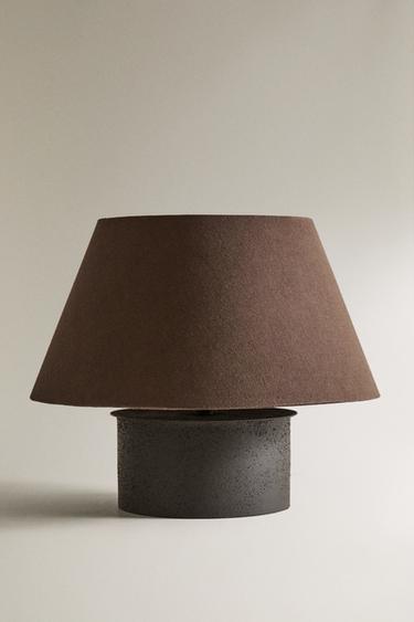 METAL AND COTTON TABLE LAMP - Brown by Zara - Image 0