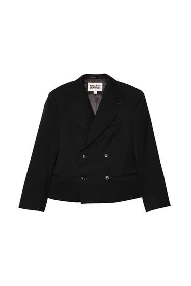 BLAZER CROPPED FIT TRAJE 100% LANA - Negro de Zara