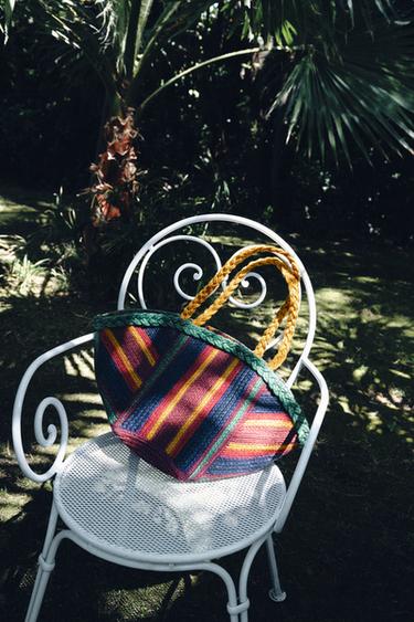 100% JUTE STRIPED BAG - Multicoloured by Zara
