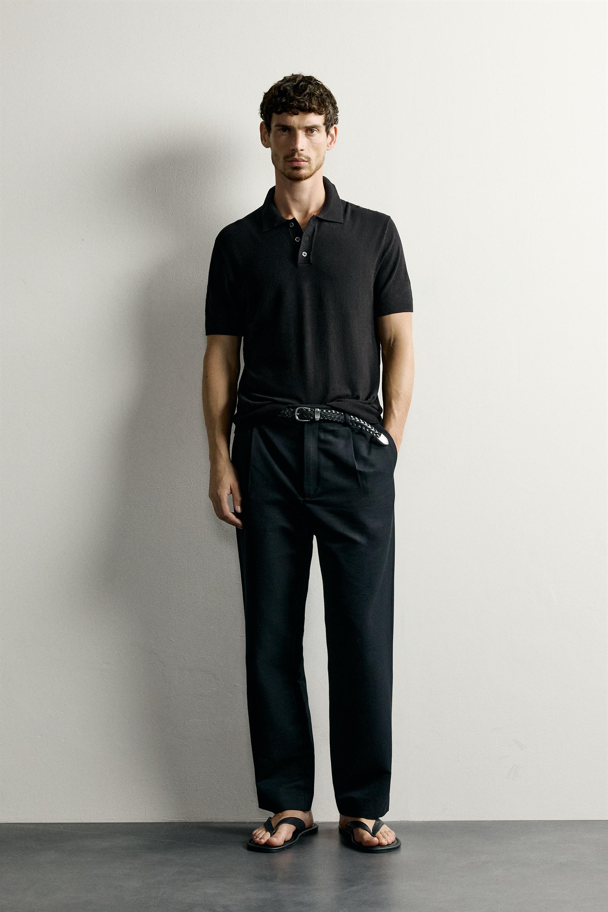Мужские рубашки Zara REGULAR FIT KNIT POLO SHIRT