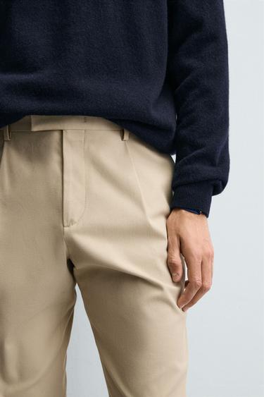 PLEATED CHINO TROUSERS - Beige by Zara