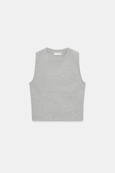 توب دون أكمام بخياطة - رمادي فيجوريه الخاص بـ Zara - صورة 0