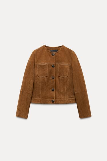 100% SUEDE LEATHER JACKET ZW COLLECTION - Tobacco by Zara