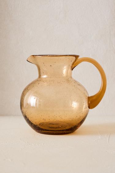 BUBBLE-EFFECT GLASS JUG - Peach by Zara - Image 0