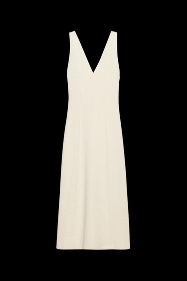 Zara RUSTIC MIDI DRESS - Ecru - Image 0