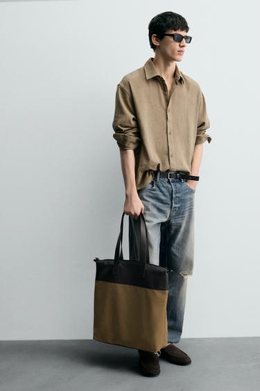 BOLSA TOTE BAG DETALHES COURO - torrado da Zara - Imagem 0