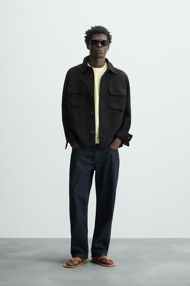 Zara COMFORT TEXTURED OVERSHIRT - Black - Image 0