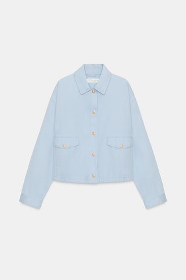 Zara POCKET JACKET - Light blue