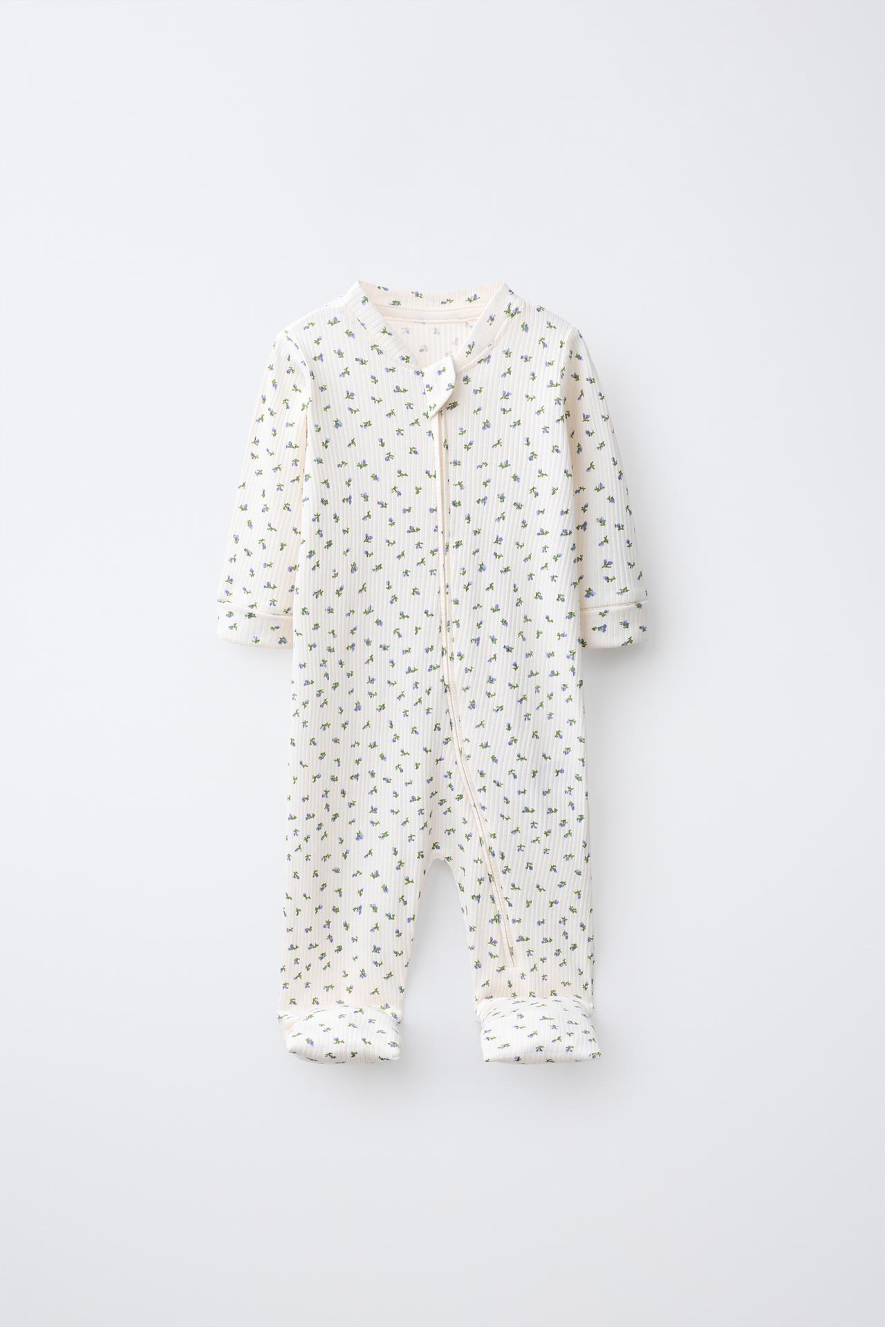 2-PACK OF CONVERTIBLE FOOT FLORAL SLEEPSUITS — Greenish