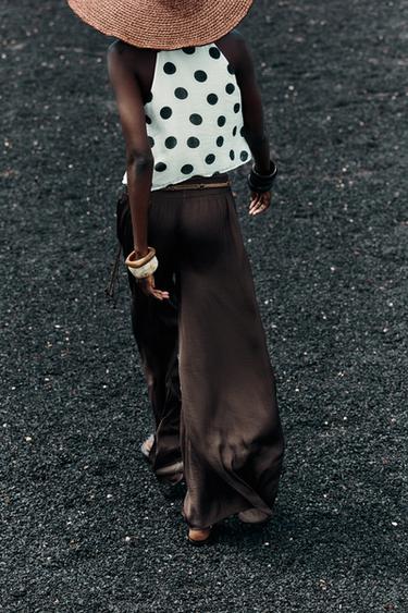 WIDE FLOWING TROUSERS - Brown by Zara