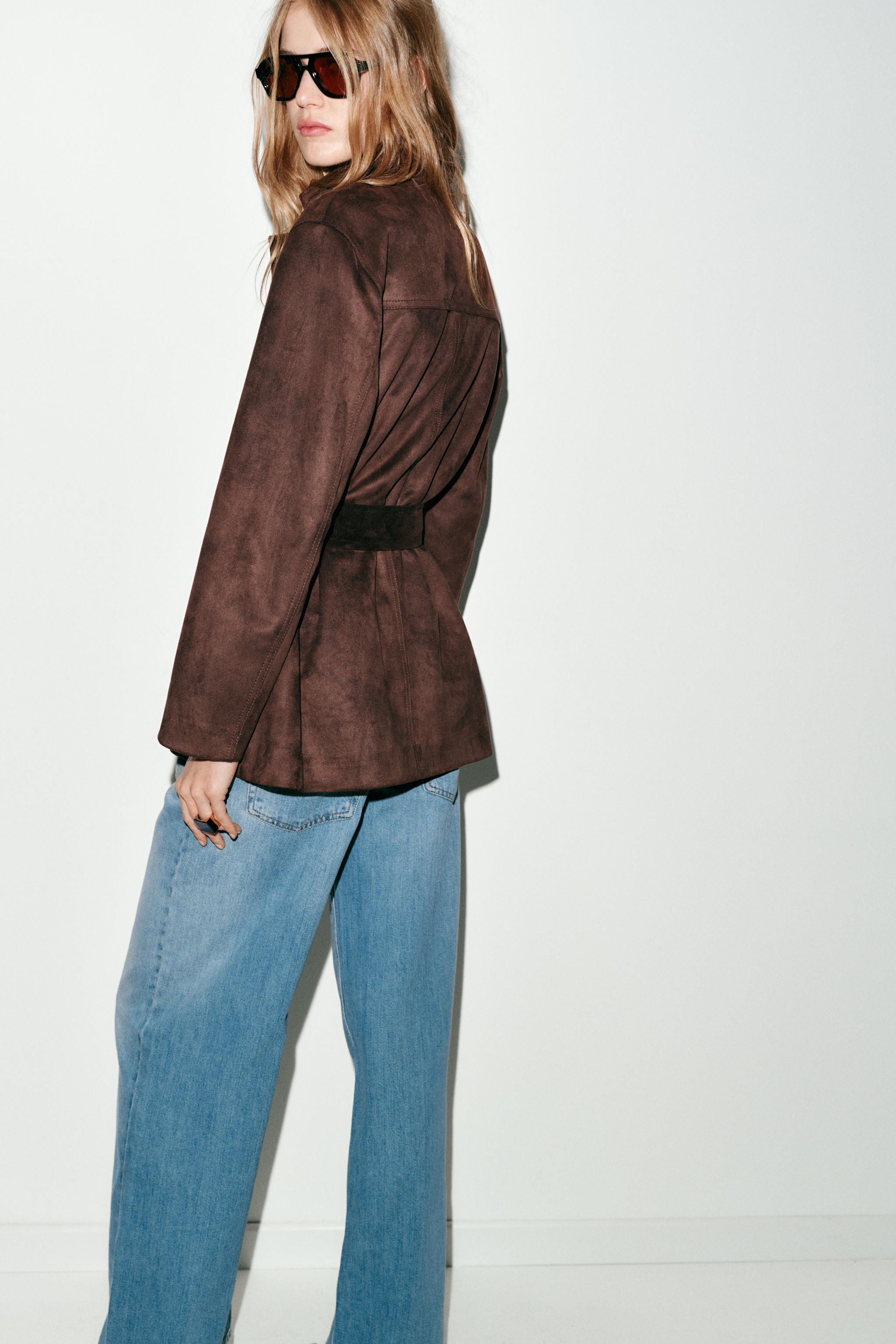 BLOUSON EFFET DAIM AVEC CEINTURE